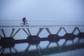 Biker riding on mountain bike.