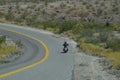 Biker on Route 66 Oatman Road