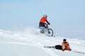 Biker and skier Royalty Free Stock Photo
