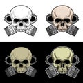 Biker skull with double piston