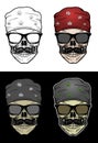 Biker Skull wearing bandana and sunglasses