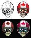 Biker Skull Wearing Goggles and Grunge Senegal Flag Helmet, Hand Drawing Skull Royalty Free Stock Photo