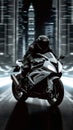 Biker speed, sports bike on white black background, adrenaline rush Royalty Free Stock Photo