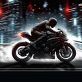 Biker speed, sports bike on white black background, adrenaline rush Royalty Free Stock Photo