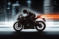 Biker speed, sports bike on white black background, adrenaline rush