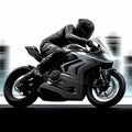 Biker speed, sports bike on white black background, adrenaline rush