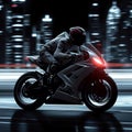 Biker on sports bike, white and black background, intense speed Royalty Free Stock Photo