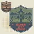 Biker stamp or label