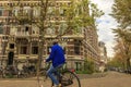 Biker on street in Amsterdam