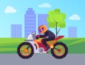 Biker on Street Motorbike Riding on Road Cityscape