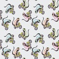 bikerider cartoon dinosaur pattern design Royalty Free Stock Photo