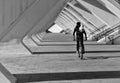 bikerider under the science museum of Valencia