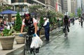 Bikers on Bike Lane in NYC near Herald Square