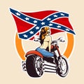 Bikers club Emblem with girl on a motorcycle