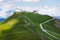 Bikers downhill X-line trail from Schattberg-Ost mountain, Saalbach-Hinterglemm Royalty Free Stock Photo