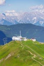 Bikers downhill X-line trail from Schattberg-Ost mountain, Saalbach-Hinterglemm Royalty Free Stock Photo