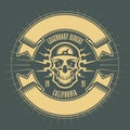 Bikers event or festival emblem with skull and space for text