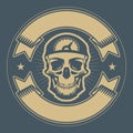 Bikers event or festival emblem with skull and space for text