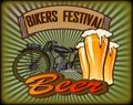 Bikers Festival retro , vector .Beer