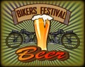 Bikers Festival retro , vector .Beer