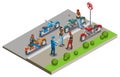 Bikers Meeting Isometric Composition