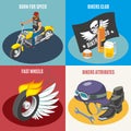 Bikers Isometric Design Concept Royalty Free Stock Photo