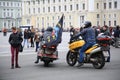 Bikers leave Palace Square after the event Royalty Free Stock Photo