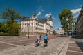 Bikers on the market before Town Hall in Bielsko-Biala Plac Ratuszowy, Poland