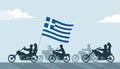 Bikers on motorcycles with greece flag Royalty Free Stock Photo