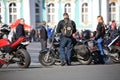 Bikers on Palace Square on a sunny day Royalty Free Stock Photo