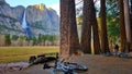 Bikers parked at Yosemite National Park Royalty Free Stock Photo