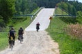 Bikers ride on the Green Velo bicycle route, Poland