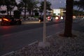 Bikers ride at night on the highway on Al-Marjan Island. United Arab Emirates Royalty Free Stock Photo