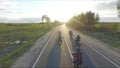 Bikers ride into the sunset