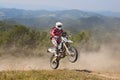 Bikers riding enduro motorcycles Husqvarna FE 350