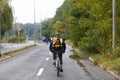 Escorting a group of bikers on a street race Royalty Free Stock Photo