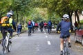 Escorting a group of bikers on a street race Royalty Free Stock Photo