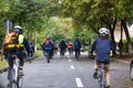 Escorting a group of bikers on a street race Royalty Free Stock Photo