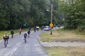 Escorting a group of bikers on a street race 