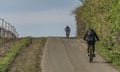 Bikers in slope near Strachotin and Popice villages Royalty Free Stock Photo