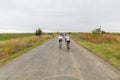 Escorting a group of bikers on a street race Royalty Free Stock Photo