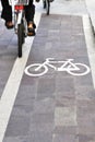 Bikes on bicycle lane Royalty Free Stock Photo