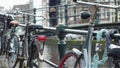 Bikes and canal an urbanscape in Amsterdam, the Netherlands