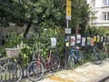 Bikes chained to railings in the City Centre