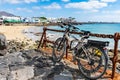 Bikes or Cycles at seaside promenade in Playa Blanca, the former fishermens village became a main touristic spot with opening of