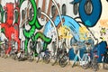 Bikes and graffiti Royalty Free Stock Photo