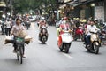 Bikes, motorbikes, motorcycles and scooters in Hanoi. Motorbike traffic in the crowded city of Hanoi, Vietnam Royalty Free Stock Photo