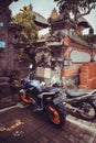 Bikes near temple, trade streets of Ubud Royalty Free Stock Photo