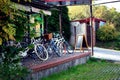 Bikes outside the shop Royalty Free Stock Photo