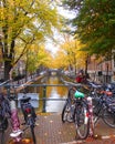 Bikes over canal in Amsterdam